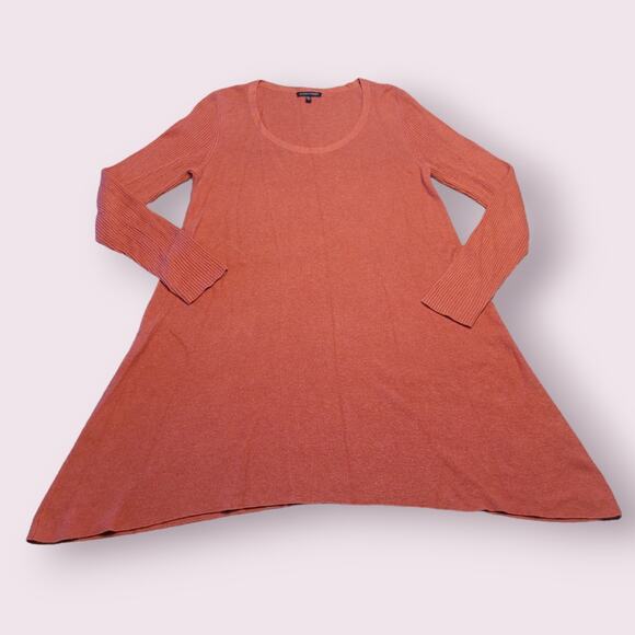 Eileen Fisher Coral A-Line Tunic Dress Sz S Linen Blend Stretch Knit EUC - Picture 4 of 9